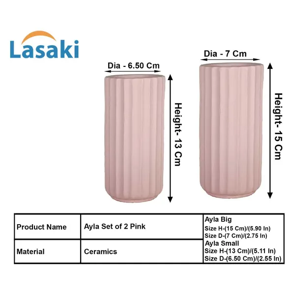 Ayla_Set_Of_2_Vase_Pink_Ceramic_Flower_Vase_For_Living_Room,Bedroom,Dining_Table,Home_Decoration,Artificial_Flowers|Big:D-_7_X_H_-_15_Cm,_Small:D-_6.5_X_H_-_13_Cm|