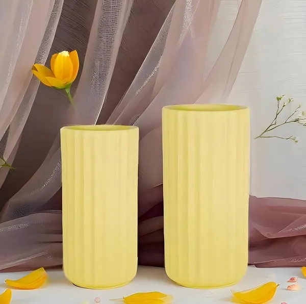 Ayla_Set_Of_2_Vase_Saffron_Ceramic_Flower_Vase_For_Living_Room,Bedroom,Dining_Table,Home_Decoration,Artificial_Flowers|Big:D-_7_X_H_-_15_Cm,_Small:D-_6.5_X_H_-_13_Cm|