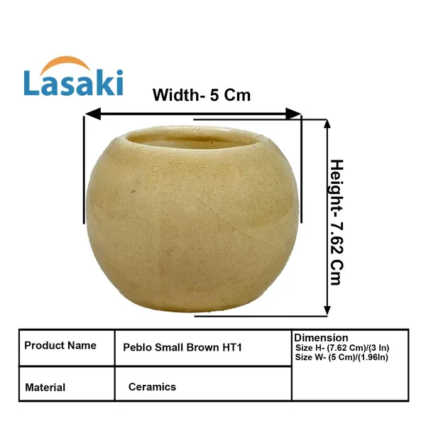 Peblo_Small_Brown__Ceramic_Pots_For_Indoor_Plants,_Planters,Gamla,Outdoor,Balcony,Home,Round,Garden,_Office_Decor,Succulent(H_-_7_X_D_-_9_Cm)