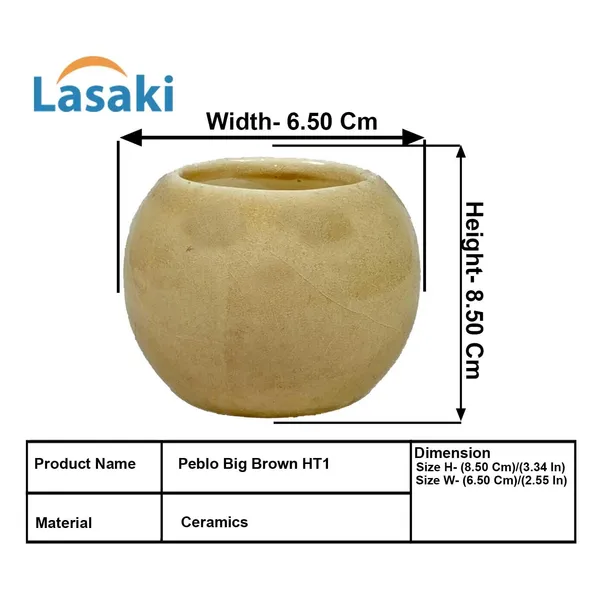 Peblo_Big_Brown__Ceramic_Pots_For_Indoor_Plants,_Planters,Gamla,Outdoor,Balcony,Home,Round,Garden,_Office_Decor,Succulent(H_-_8.5_X_D_-_11_Cm)