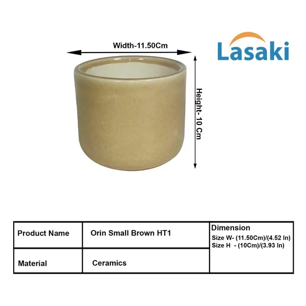 Orin_4.5D_Brown__Ceramic_Pots_For_Indoor_Plants,_Planters,Gamla,Outdoor,Balcony,Home,Round,Garden,_Office_Decor,Succulent(H_-_10_X_D_-_11_Cm)