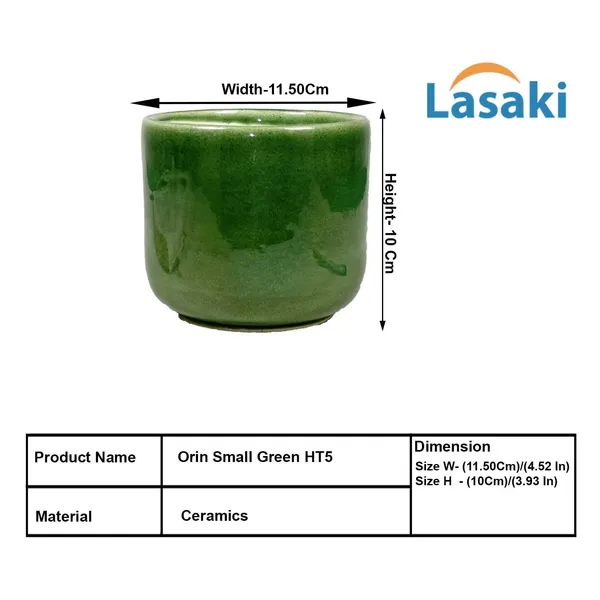 Orin_4.5D_Green_Ht5_Ceramic_Pots_For_Indoor_Plants,_Planters,Gamla,Outdoor,Balcony,Home,Round,Garden,_Office_Decor,Succulent(H_-_10_X_D_-_11_Cm)
