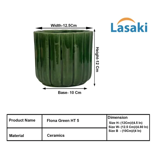 Flona_Green_Ht5_Ceramic_Pots_For_Indoor_Plants,_Planters,Gamla,Outdoor,Balcony,Home,Round,Garden,_Office_Decor,Succulent(H_-_11.5_X_D_-_12.5_Cm)