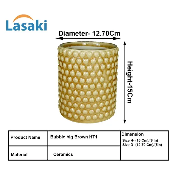 Bubble_Big_Brown__Ceramic_Pots_For_Indoor_Plants,_Planters,Gamla,Outdoor,Balcony,Home,Round,Garden,_Office_Decor,Succulent(H_-_15_X_D_-_13_Cm)