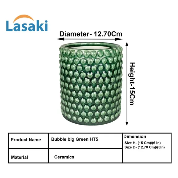 Bubble_Big_Green_Ht5_Ceramic_Pots_For_Indoor_Plants,_Planters,Gamla,Outdoor,Balcony,Home,Round,Garden,_Office_Decor,Succulent(H_-_15_X_D_-_13_Cm)