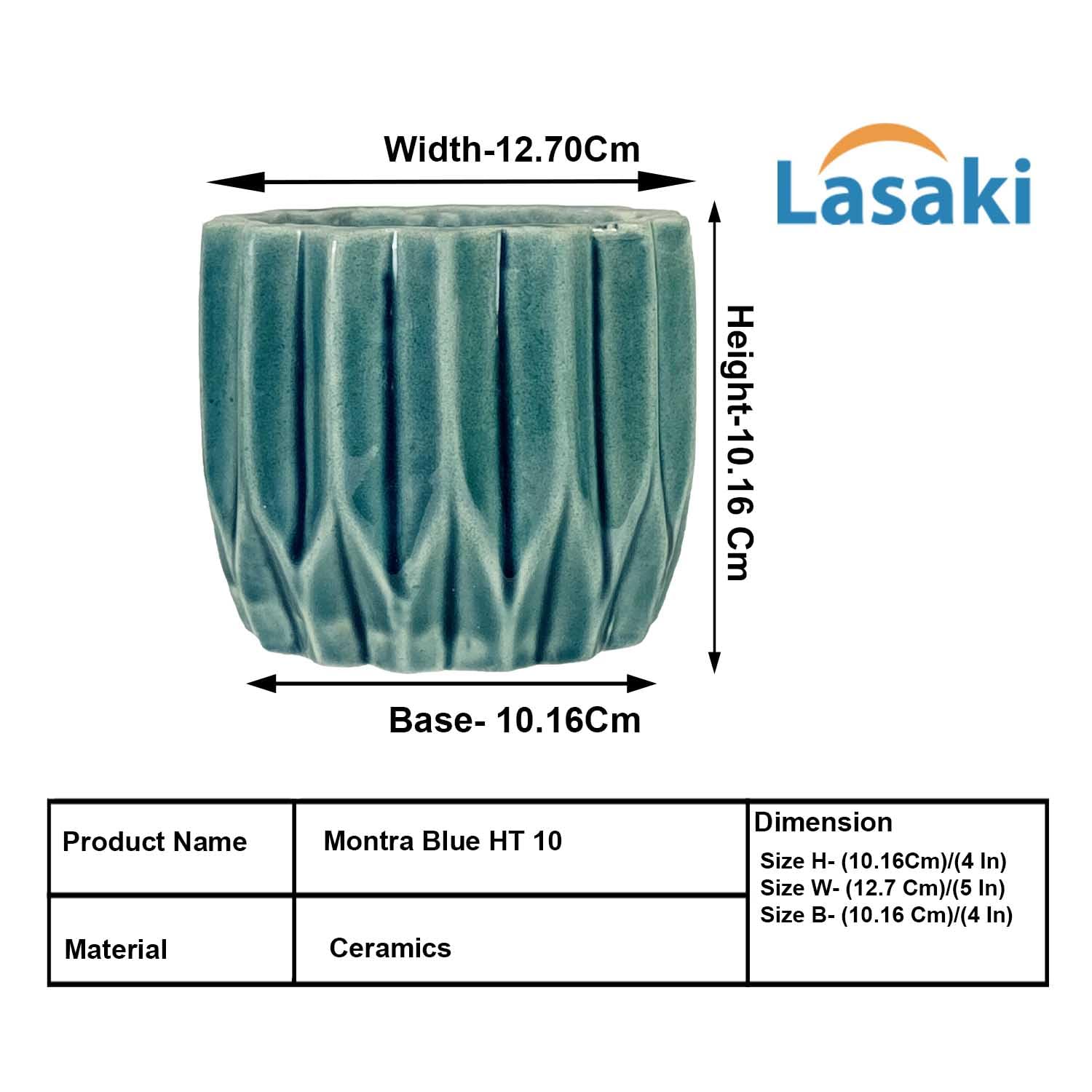 Montra_Blue_0_Ceramic_Pots_For_Indoor_Plants,_Planters,Gamla,Outdoor,Balcony,Home,Round,Garden,_Office_Decor,Succulent(H_-_10.5_X_D_-_12.5_Cm)