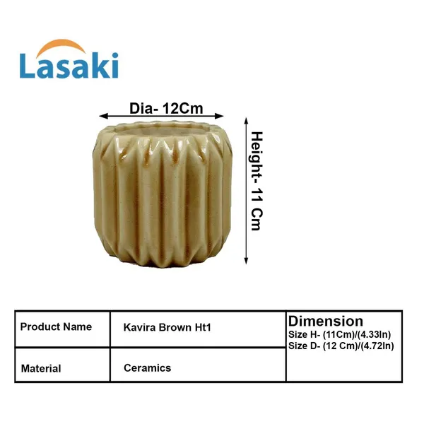 Kavira_Brown__Ceramic_Pots_For_Indoor_Plants,_Planters,Gamla,Outdoor,Balcony,Home,Round,Garden,_Office_Decor,Succulent(H_-_11_X_D_-_12_Cm)