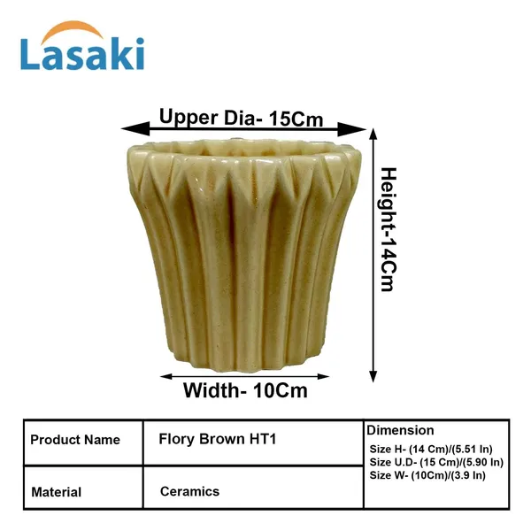 Flory_Brown__Ceramic_Pots_For_Indoor_Plants,_Planters,Gamla,Outdoor,Balcony,Home,Round,Garden,_Office_Decor,Succulent(H_-_14_X_D_-_15_Cm)