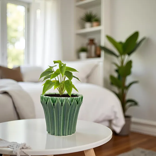 Flory_Green_Ht5_Ceramic_Pots_For_Indoor_Plants,_Planters,Gamla,Outdoor,Balcony,Home,Round,Garden,_Office_Decor,Succulent(H_-_14_X_D_-_15_Cm)