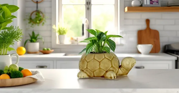 Tortoise_Brown__Ceramic_Pots_For_Indoor_Plants,_Planters,Gamla,Outdoor,Balcony,Home,Round,Garden,_Office_Decor,Succulent(L_-_19.5_X_W_-_13.5_X_H_-_7_Cm)