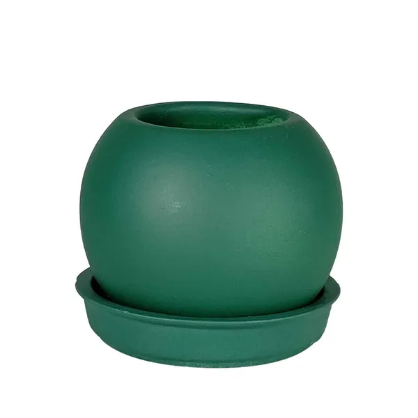 Peblo_Small_Deep_Jungle_With_Plate_R3_Deep_Jungle_Ceramic_Pots_For_Indoor_Plants,Planters,Flower,Gamla,Outdoor,Balcony,Home,Garden(Pot-H-7_X_D-9_Cm,Plate-H-1.5Xd-9.5Cm)
