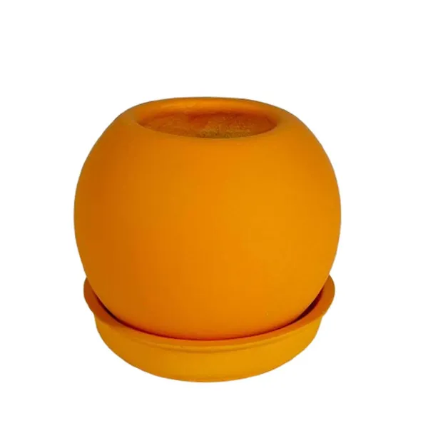 Peblo_Small_Lily_With_Plate_R3_Lily_Ceramic_Pots_For_Indoor_Plants,Planters,Flower,Gamla,Outdoor,Balcony,Home,Garden,Decor(Pot-H-7_X_D-9_Cm,Plate-H-1.5Xd-9.5Cm)