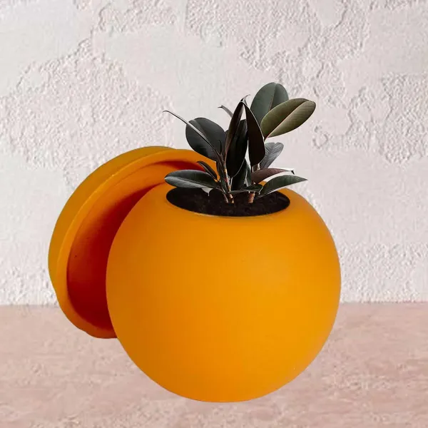 Peblo_Small_Lily_With_Plate_R3_Lily_Ceramic_Pots_For_Indoor_Plants,Planters,Flower,Gamla,Outdoor,Balcony,Home,Garden,Decor(Pot-H-7_X_D-9_Cm,Plate-H-1.5Xd-9.5Cm)
