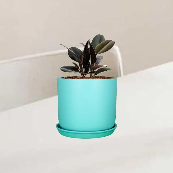 Orin_5D_Aqua_With_Plate_R4_Aqua_Ceramic_Pots_For_Indoor_Plants,Planters,Flower,Gamla,Outdoor,Balcony,Home,Garden,Decor(Pot-H-11.5_X_D-12.5_Cm,Plate-H-2Xd-13Cm)