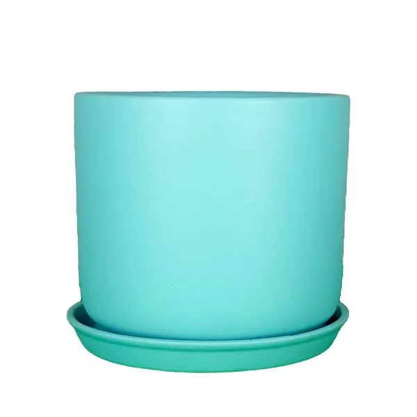 Orin_5D_Aqua_With_Plate_R4_Aqua_Ceramic_Pots_For_Indoor_Plants,Planters,Flower,Gamla,Outdoor,Balcony,Home,Garden,Decor(Pot-H-11.5_X_D-12.5_Cm,Plate-H-2Xd-13Cm)