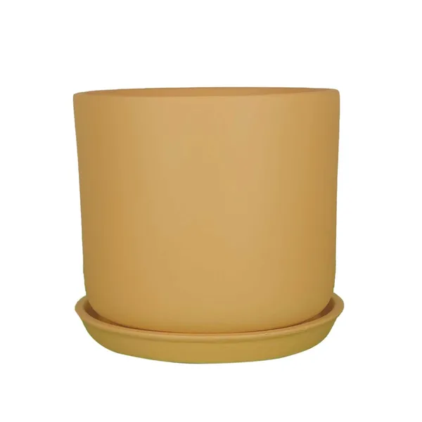 Orin_5D_Ginger_With_Plate_R4_Ginger_Ceramic_Pots_For_Indoor_Plants,Planters,Flower,Gamla,Outdoor,Balcony,Home,Garden,Decor(Pot-H-11.5_X_D-12.5_Cm,Plate-H-2Xd-13Cm)