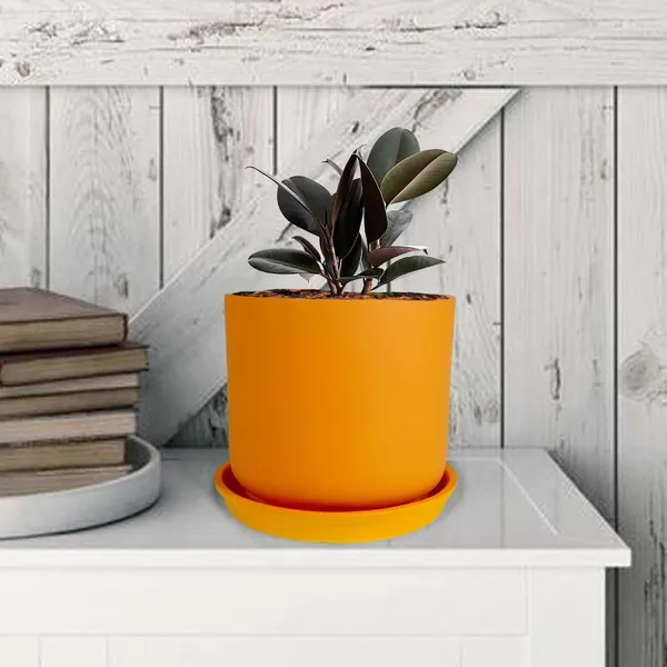 Orin_5D_Lily_With_Plate_R4_Lily_Ceramic_Pots_For_Indoor_Plants,Planters,Flower,Gamla,Outdoor,Balcony,Home,Garden,Decor(Pot-H-11.5_X_D-12.5_Cm,Plate-H-2Xd-13Cm)