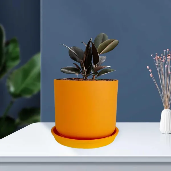 Orin_5D_Lily_With_Plate_R4_Lily_Ceramic_Pots_For_Indoor_Plants,Planters,Flower,Gamla,Outdoor,Balcony,Home,Garden,Decor(Pot-H-11.5_X_D-12.5_Cm,Plate-H-2Xd-13Cm)