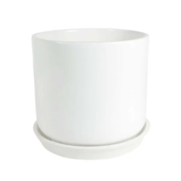 Orin_5D_White_With_Plate_R4_White_Ceramic_Pots_For_Indoor_Plants,Planters,Flower,Gamla,Outdoor,Balcony,Home,Garden,Decor(Pot-H-11.5_X_D-12.5_Cm,Plate-H-2Xd-13Cm)