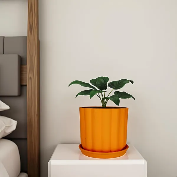Flona_Lily_With_Plate_R4_Lily_Ceramic_Pots_For_Indoor_Plants,Planters,Flower,Gamla,Outdoor,Balcony,Home,Garden,Decor(Pot-H-11.5_X_D-12_Cm,Plate-H-2Xd-13Cm)
