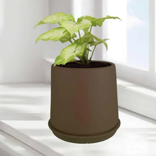 Clara_Truffle_With_Plate_R4_Truffle_Ceramic_Pots_For_Indoor_Plants,Planters,Flower,Gamla,Outdoor,Balcony,Home,Garden,Decor(Pot-H-12.5_X_D-13_Cm,Plate-H-2Xd-13Cm)
