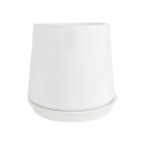 Clara_White_With_Plate_R4_White_Ceramic_Pots_For_Indoor_Plants,Planters,Flower,Gamla,Outdoor,Balcony,Home,Garden,Decor(Pot-H-12.5_X_D-13_Cm,Plate-H-2Xd-13Cm)