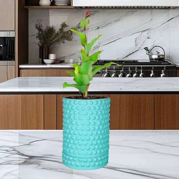 Bubble_Big_Aqua_With_Tray_Bubble_Big_Aqua_Ceramic_Pots_For_Indoor_Plants,Planters,Flower,Gamla,Outdoor,Balcony,Home,Garden,Decor(Pot-H-15_X_D-13_Cm,Plate-H-3Xd-13Cm)