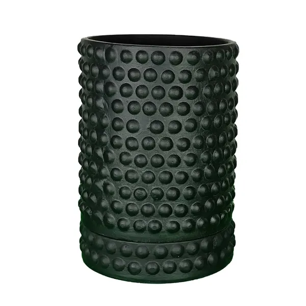 Bubble_Big_Black_With_Tray_Bubble_Big_Black_Ceramic_Pots_For_Indoor_Plants,Planters,Flower,Gamla,Outdoor,Balcony,Home,Garden,Decor(Pot-H-15_X_D-13_Cm,Plate-H-3Xd-13Cm)