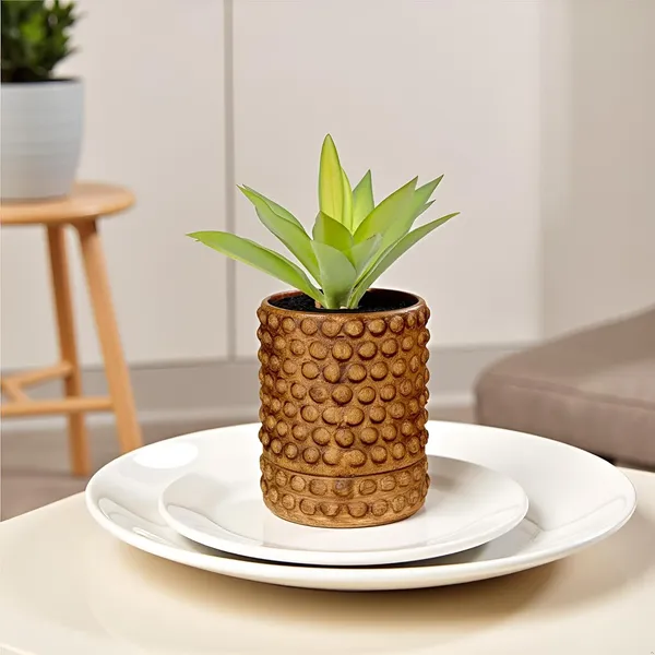 Bubble_Small_Antique_With_Tray_Bubble_Small_Antique_Ceramic_Pots_For_Indoor_Plants,Planters,Flower,Gamla,Outdoor,Balcony(Pot-H-10.5_X_D-10.5_Cm,Plate-H-3Xd-10.5Cm)