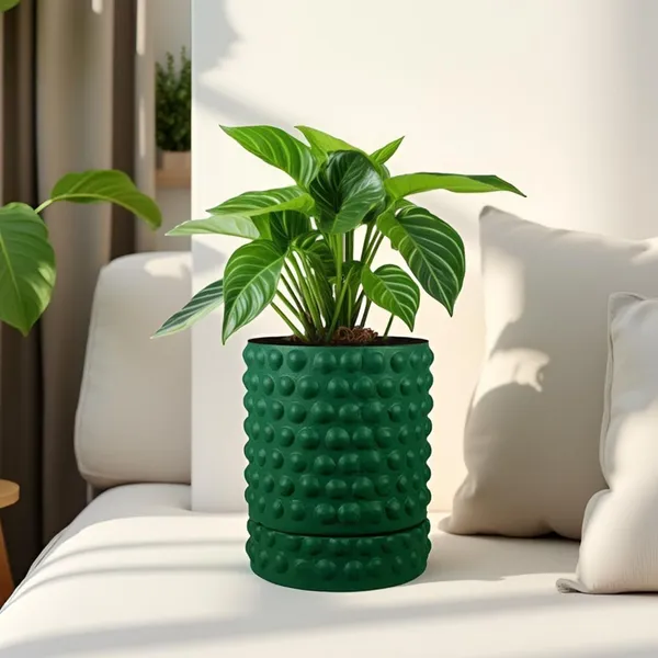 Bubble_Small_Deep_Jungle_With_Tray_Bubble_Small_Deep_Jungle_Ceramic_Pots_For_Indoor_Plants,Planters,Flower,Gamla,Outdoor,Balcony(Pot-H-10.5_X_D-10.5_Cm,Plate-H-3Xd-10.5Cm)