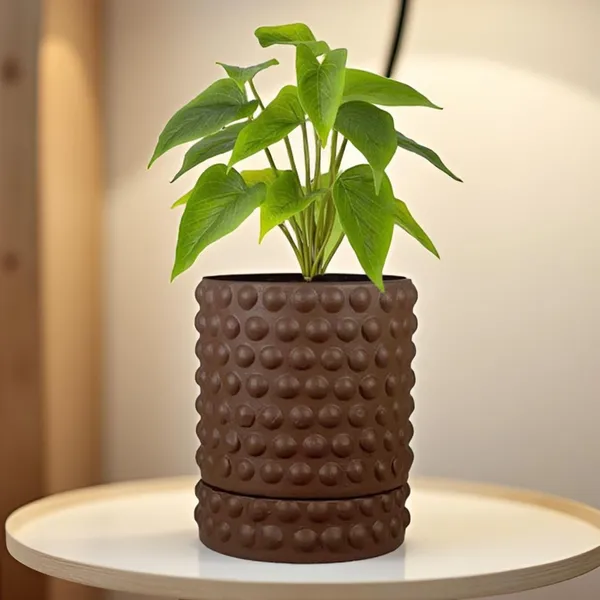 Bubble_Small_Truffle_With_Tray_Bubble_Small_Truffle_Ceramic_Pots_For_Indoor_Plants,Planters,Flower,Gamla,Outdoor,Balcony(Pot-H-10.5_X_D-10.5_Cm,Plate-H-3Xd-10.5Cm)