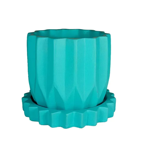 Montra_Aqua_With_Tray_Celty_Aqua_Ceramic_Pots_For_Indoor_Plants,Planters,Flower,Gamla,Outdoor,Balcony,Home,Garden,Decor(Pot-H-10.5_X_D-12.5_Cm,Plate-H-2.5Xd-14.5Cm)