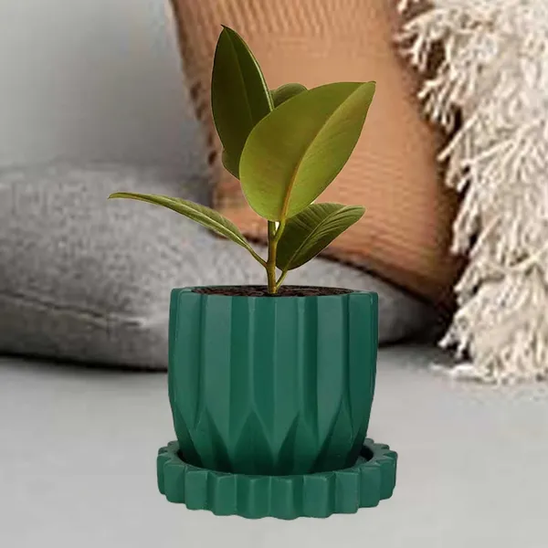Montra_Deep_Jungle_With_Tray_Celty_Deep_Jungle_Ceramic_Pots_For_Indoor_Plants,Planters,Flower,Gamla,Outdoor,Balcony,Home,Garden(Pot-H-10.5_X_D-12.5_Cm,Plate-H-2.5Xd-14.5Cm)