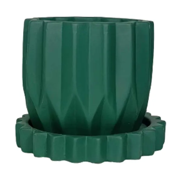 Montra_Deep_Jungle_With_Tray_Celty_Deep_Jungle_Ceramic_Pots_For_Indoor_Plants,Planters,Flower,Gamla,Outdoor,Balcony,Home,Garden(Pot-H-10.5_X_D-12.5_Cm,Plate-H-2.5Xd-14.5Cm)