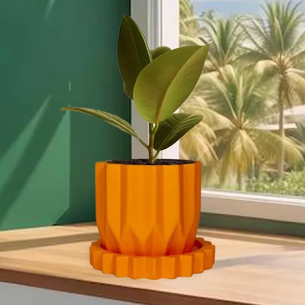 Montra_Lily_With_Tray_Celty_Lily_Ceramic_Pots_For_Indoor_Plants,Planters,Flower,Gamla,Outdoor,Balcony,Home,Garden,Decor(Pot-H-10.5_X_D-12.5_Cm,Plate-H-2.5Xd-14.5Cm)