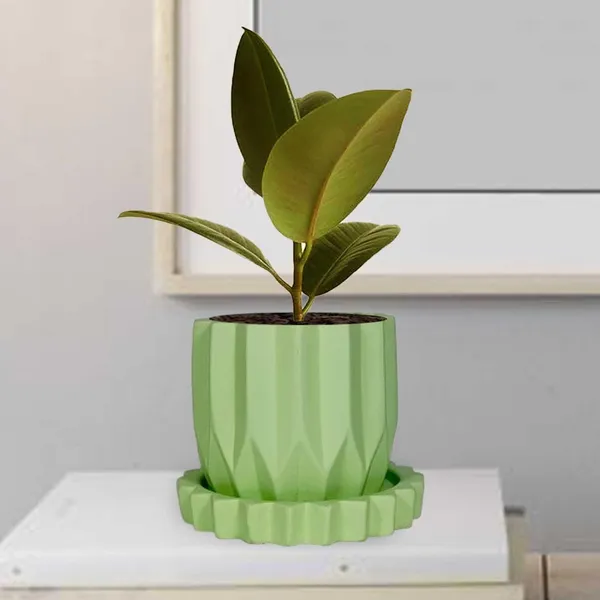 Montra_Mint_With_Tray_Celty_Mint_Ceramic_Pots_For_Indoor_Plants,Planters,Flower,Gamla,Outdoor,Balcony,Home,Garden,Decor(Pot-H-10.5_X_D-12.5_Cm,Plate-H-2.5Xd-14.5Cm)