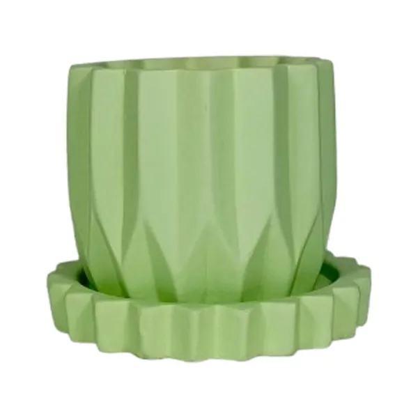Montra_Mint_With_Tray_Celty_Mint_Ceramic_Pots_For_Indoor_Plants,Planters,Flower,Gamla,Outdoor,Balcony,Home,Garden,Decor(Pot-H-10.5_X_D-12.5_Cm,Plate-H-2.5Xd-14.5Cm)