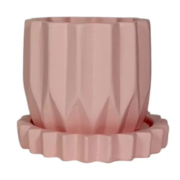 Montra_Pink_With_Tray_Celty_Pink_Ceramic_Pots_For_Indoor_Plants,Planters,Flower,Gamla,Outdoor,Balcony,Home,Garden,Decor(Pot-H-10.5_X_D-12.5_Cm,Plate-H-2.5Xd-14.5Cm)