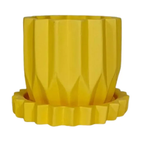 Montra_Saffron_With_Tray_Celty_Saffron_Ceramic_Pots_For_Indoor_Plants,Planters,Flower,Gamla,Outdoor,Balcony,Home,Garden,Decor(Pot-H-10.5_X_D-12.5_Cm,Plate-H-2.5Xd-14.5Cm)