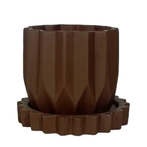 Montra_Truffle_With_Tray_Celty_Truffle_Ceramic_Pots_For_Indoor_Plants,Planters,Flower,Gamla,Outdoor,Balcony,Home,Garden,Decor(Pot-H-10.5_X_D-12.5_Cm,Plate-H-2.5Xd-14.5Cm)