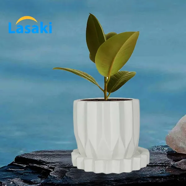 Montra_White_With_Tray_Celty_White_Ceramic_Pots_For_Indoor_Plants,Planters,Flower,Gamla,Outdoor,Balcony,Home,Garden,Decor(Pot-H-10.5_X_D-12.5_Cm,Plate-H-2.5Xd-14.5Cm)