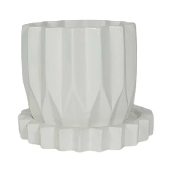Montra_White_With_Tray_Celty_White_Ceramic_Pots_For_Indoor_Plants,Planters,Flower,Gamla,Outdoor,Balcony,Home,Garden,Decor(Pot-H-10.5_X_D-12.5_Cm,Plate-H-2.5Xd-14.5Cm)