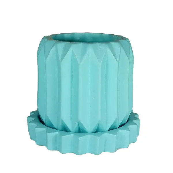 Kavira_Aqua_With_Tray_Celty_Aqua_Ceramic_Pots_For_Indoor_Plants,Planters,Flower,Gamla,Outdoor,Balcony,Home,Garden,Decor(Pot-H-11_X_D-12_Cm,Plate-H-2.5Xd-14.5Cm)
