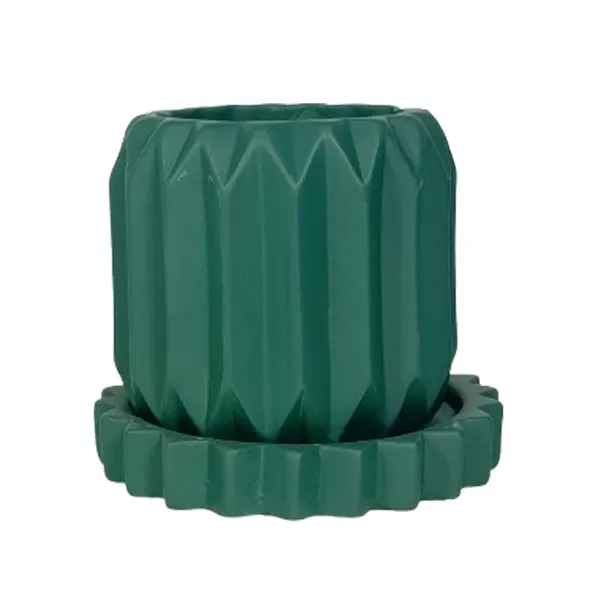 Kavira_Deep_Jungle_With_Tray_Celty_Deep_Jungle_Ceramic_Pots_For_Indoor_Plants,Planters,Flower,Gamla,Outdoor,Balcony,Home,Garden(Pot-H-11_X_D-12_Cm,Plate-H-2.5Xd-14.5Cm)