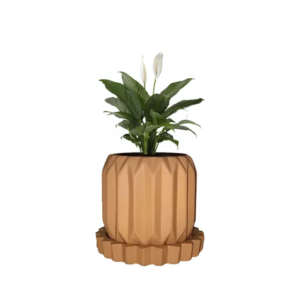 Kavira_Ginger_With_Tray_Celty_Ginger_Ceramic_Pots_For_Indoor_Plants,Planters,Flower,Gamla,Outdoor,Balcony,Home,Garden,Decor(Pot-H-11_X_D-12_Cm,Plate-H-2.5Xd-14.5Cm)