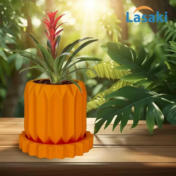 Kavira_Lily_With_Tray_Celty_Lily_Ceramic_Pots_For_Indoor_Plants,Planters,Flower,Gamla,Outdoor,Balcony,Home,Garden,Decor(Pot-H-11_X_D-12_Cm,Plate-H-2.5Xd-14.5Cm)