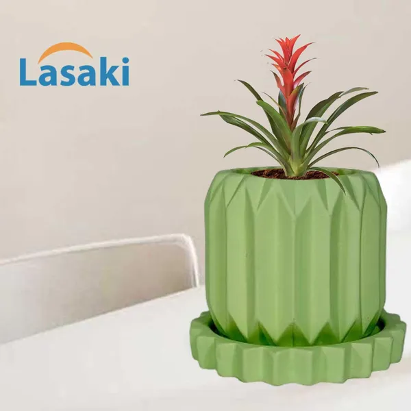 Kavira_Mint_With_Tray_Celty_Mint_Ceramic_Pots_For_Indoor_Plants,Planters,Flower,Gamla,Outdoor,Balcony,Home,Garden,Decor(Pot-H-11_X_D-12_Cm,Plate-H-2.5Xd-14.5Cm)