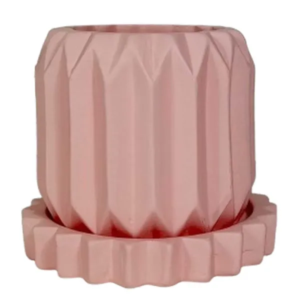 Kavira_Pink_With_Tray_Celty_Pink_Ceramic_Pots_For_Indoor_Plants,Planters,Flower,Gamla,Outdoor,Balcony,Home,Garden,Decor(Pot-H-11_X_D-12_Cm,Plate-H-2.5Xd-14.5Cm)