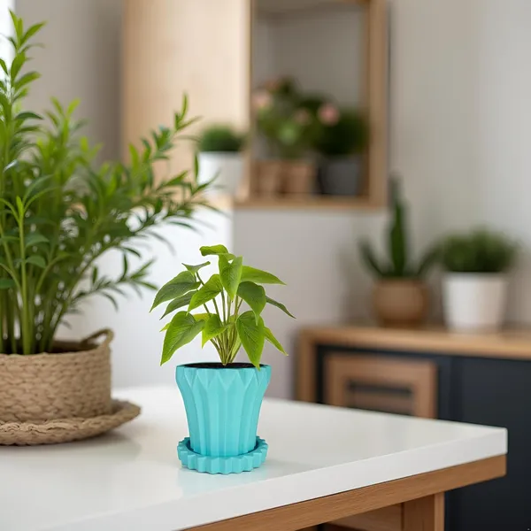 Flory_Aqua_With_Tray_Celty_Aqua_Ceramic_Pots_For_Indoor_Plants,Planters,Flower,Gamla,Outdoor,Balcony,Home,Garden,Decor(Pot-H-14_X_D-15_Cm,Plate-H-2.5Xd-14.5Cm)