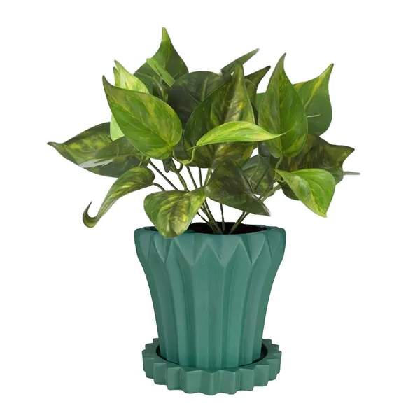 Flory_Deep_Jungle_With_Tray_Celty_Deep_Jungle_Ceramic_Pots_For_Indoor_Plants,Planters,Flower,Gamla,Outdoor,Balcony,Home,Garden(Pot-H-14_X_D-15_Cm,Plate-H-2.5Xd-14.5Cm)